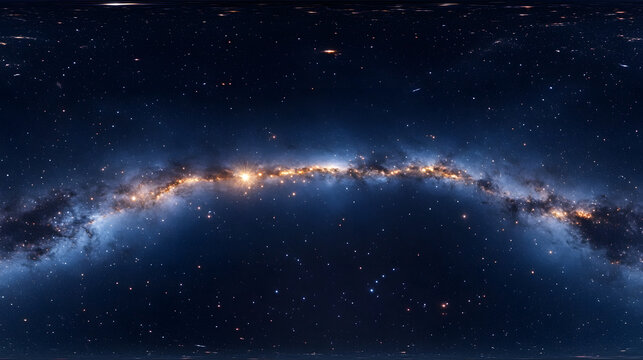360 degree equirectangular projection of a wide cosmos featuring shining stars Starry space backdrop environment map HDRI spherical panorama 3D illustration831