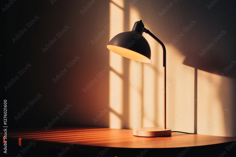 Poster minimalist lamp casting intriguing shadows in a studio setting with realistic lighting effects