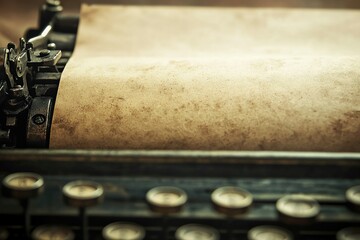 A vintage typewriter with a blank, aged sheet of paper, evoking nostalgia for classic writing and literary creativity.