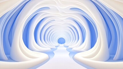 Fototapeta premium Abstract Blue and White Tunnel 3d Render Art