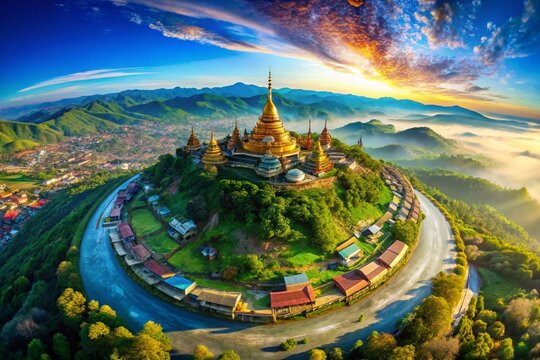 3D Animated Satellite Map: Kachin State, Myanmar - Stereographic Projection
