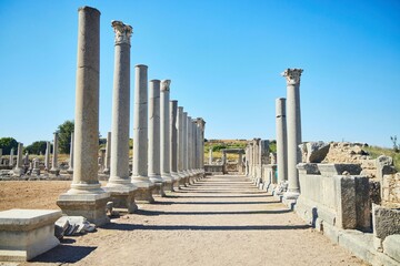 Ruins of the ancient Greek city of Perga. Antalya, Turkey
