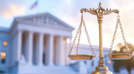 Justice Scales and Courthouse Legal Image