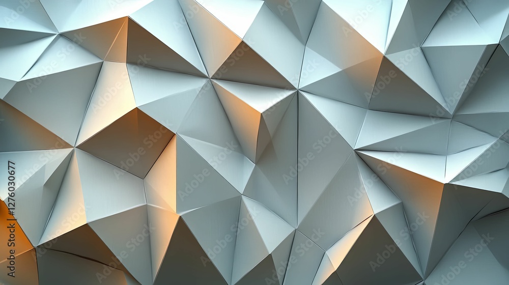 Poster abstract silver geometric triangular pattern
