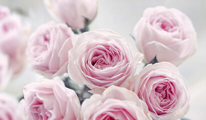 Fototapeta premium Close-Up of Soft Pink Roses With a Gentle and Romantic Atmosphere