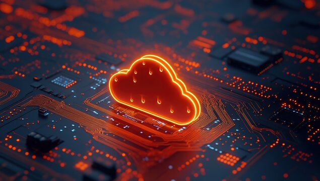Cloud Computing: Data Storage and Access on Circuit Boards, Enhancing Digital Infrastructure Globally.