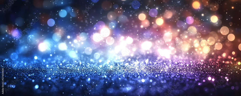 Poster Sparkling Glittering Background with Magical Bokeh Lights and Shimmering Texture