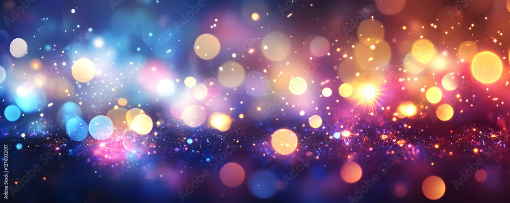 Poster Abstract Festive Background with Sparkling Lights and Bokeh Effects