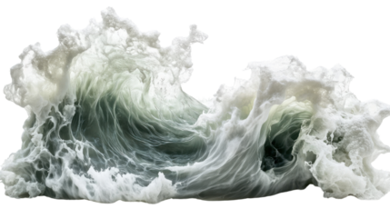 A strong jet of water shooting out with incredible power, isolated on a white background.