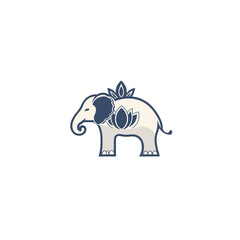 Serene Elephant with Lotus Flower Design Elegant Vector Illustration