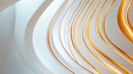 Obraz premium abstract white and gold curving lines architectural design