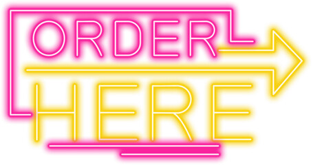 Neon Order Here Sign Banner