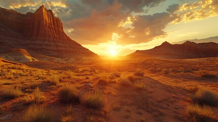 Naklejka premium Captivating Sunset Panorama at Cathedral Valley, Utah