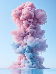 Fototapeta premium Pink and blue ink cloud explosion; abstract background, design element