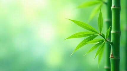 Serene Bamboo Shoots Emerging Against a Soft Green Background, Symbolizing Nature's Resilience and Growth