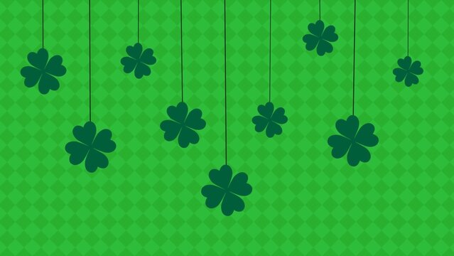 St Patricks Day Animated Green Lucky Clovers Background