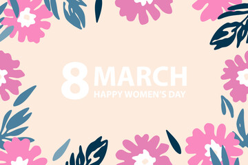Happy Women's Day banner, Women's Day Floral Greeting Card design
