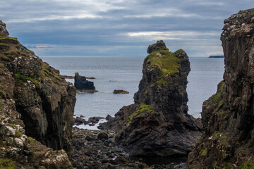 Coastline on Treshnish peninsula, Isle of Mull, Inner Hebrides, Scotland, United Kingdom
