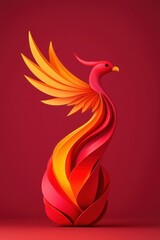Obraz premium A vibrant, stylized phoenix representing rebirth and renewal.