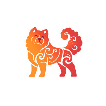recommend clip art: Ornate Gradient Chow Chow Dog Illustration