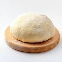 Freshly Made Dough Ready for Baking on Wooden Board.