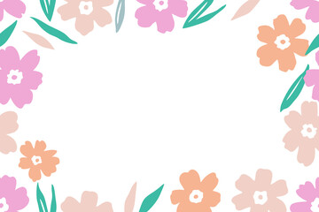Trendy  border with flowers  trendy abstract floral design, place for a text