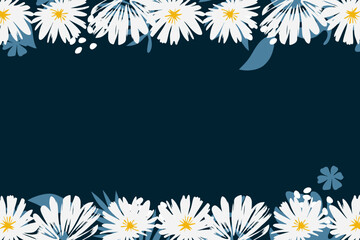 Fototapeta premium Trendy border with daisies trendy abstract floral design, place for a text