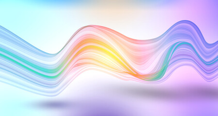 Vibrant abstract wave with fluid multicolor motion, smooth silky texture, and bright glowing reflections for modern backgrounds