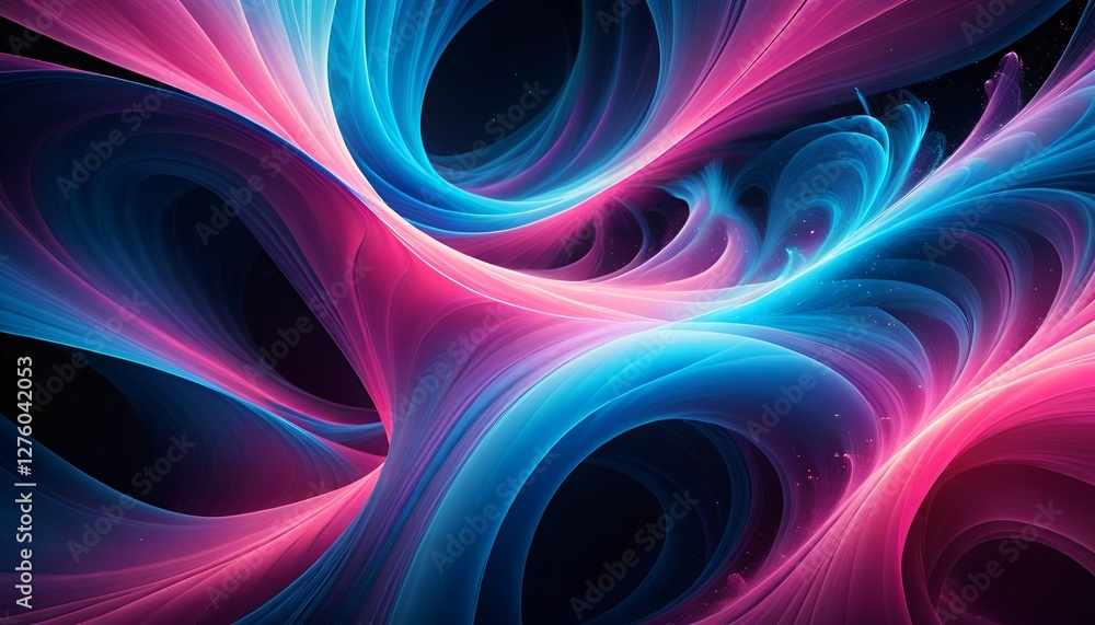 Aufkleber abstract swirls of blue and pink light flow against a dark background, creating a dynamic and vibran