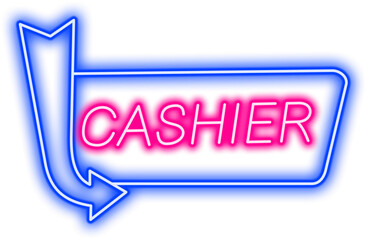 Neon Cashier Sign Banner