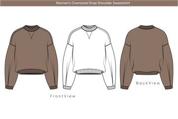 Womens Oversized Drop Shoulder Sweatshirt
