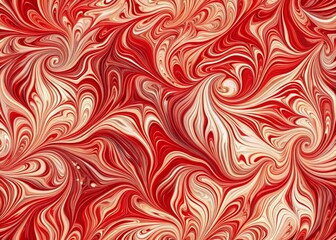 Abstract Red White Generative AI Marbling Wallpaper Background - Copy Space Left