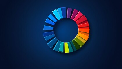 Obraz premium Colorful 3D circle chart on dark background