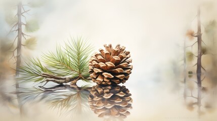 Fototapeta premium hues water color pinecone