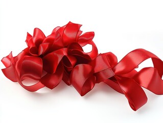 Abstract Red Ribbon Swirl, Festive Design Element.