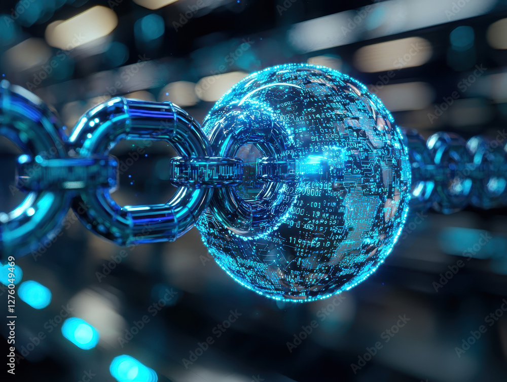 Poster representing global cybersecurity protection with a transparent futuristic globe surrounded by digit