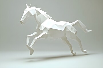 3d model of a paper origami horse
