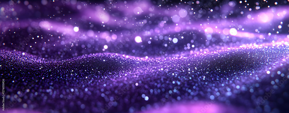 Poster purple glitter abstract background with sparkling lights and shimmering texture