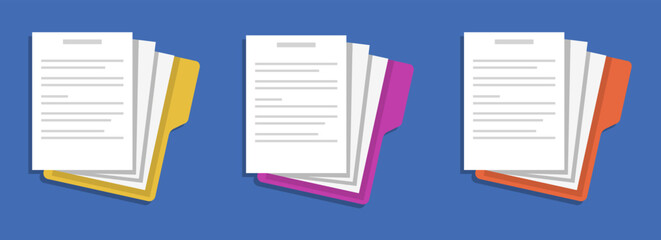 Documents, documents icon, folded documents in a folder. Background image, vector illustration, postcard, poster.