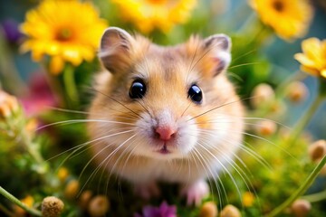 Adorable Hamster with Big Eyes - Aerial Drone Shot