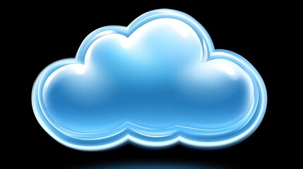 Glossy Blue Cloud Icon Digital Design Element
