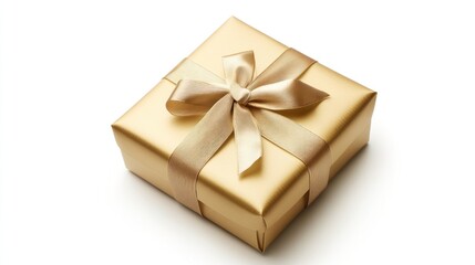 Obraz premium Golden Gift Box with Elegant Bow: A Symbol of Celebration and Joy