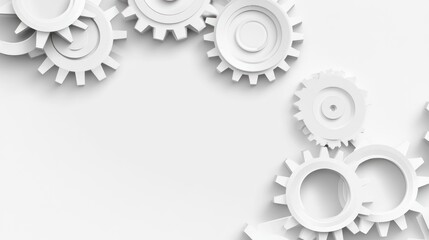 White Cog Gears Mechanism Background Image