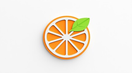 Vibrant Orange Slice Illustration with Leaf Design