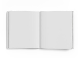 3D white open book and hard cover cover with blank page mockup design isolated on background. Blank template for presentation a publication, notebook, catalogs, magazines, diary, journal, booklet