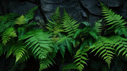 ferns green and black jungle background