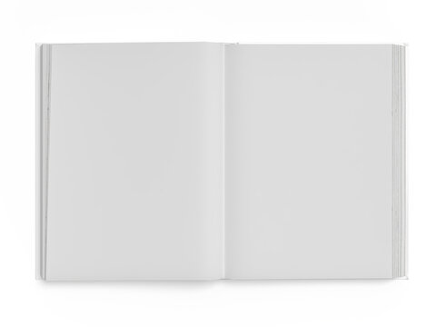 3D white open book and hard cover cover with blank page mockup design isolated on background. Blank template for presentation a publication, notebook, catalogs, magazines, diary, journal, booklet