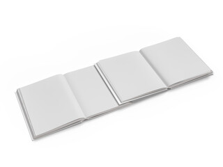 3D white open book and hard cover cover with blank page mockup design isolated on background. Blank template for presentation a publication, notebook, catalogs, magazines, diary, journal, booklet