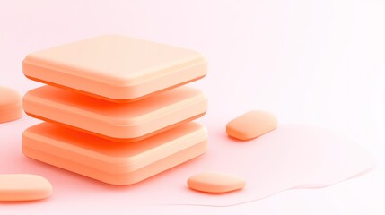 Pastel Orange Product Display Stand with Smooth Stones