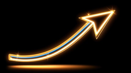 Glowing Neon Arrow Upward Graphic Design